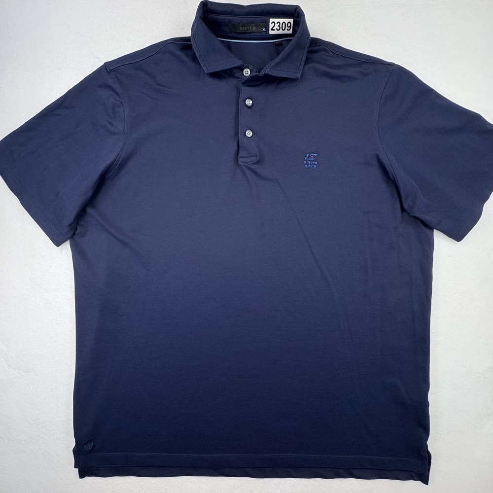 Greyson Polo Shirt Mens XL Blue Solid Knit Golf Stretch Performance Lightweight
